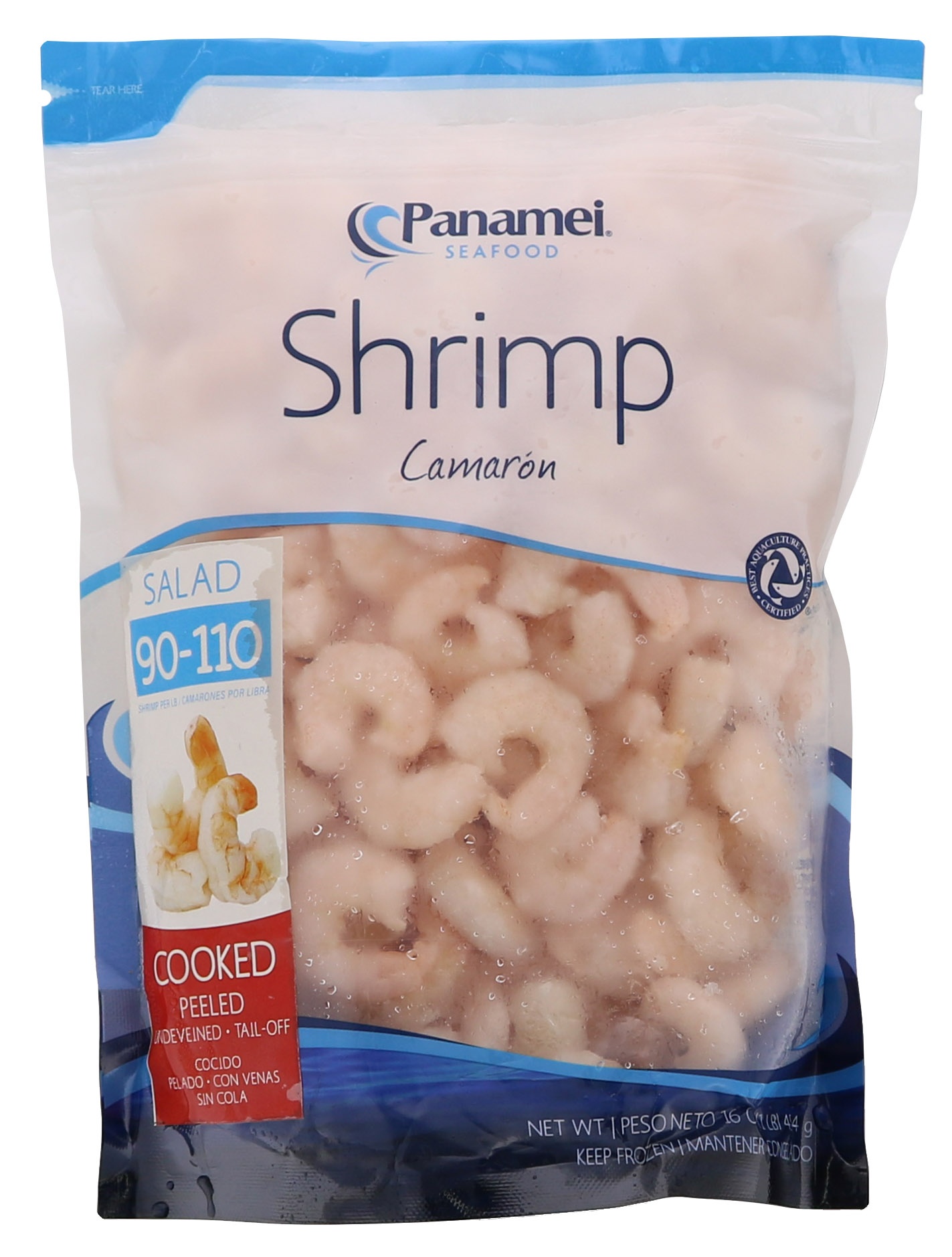 slide 1 of 1, Panamei Seafood 90-100 Cooked Peeled Tail-Off Shrimp, 16 oz
