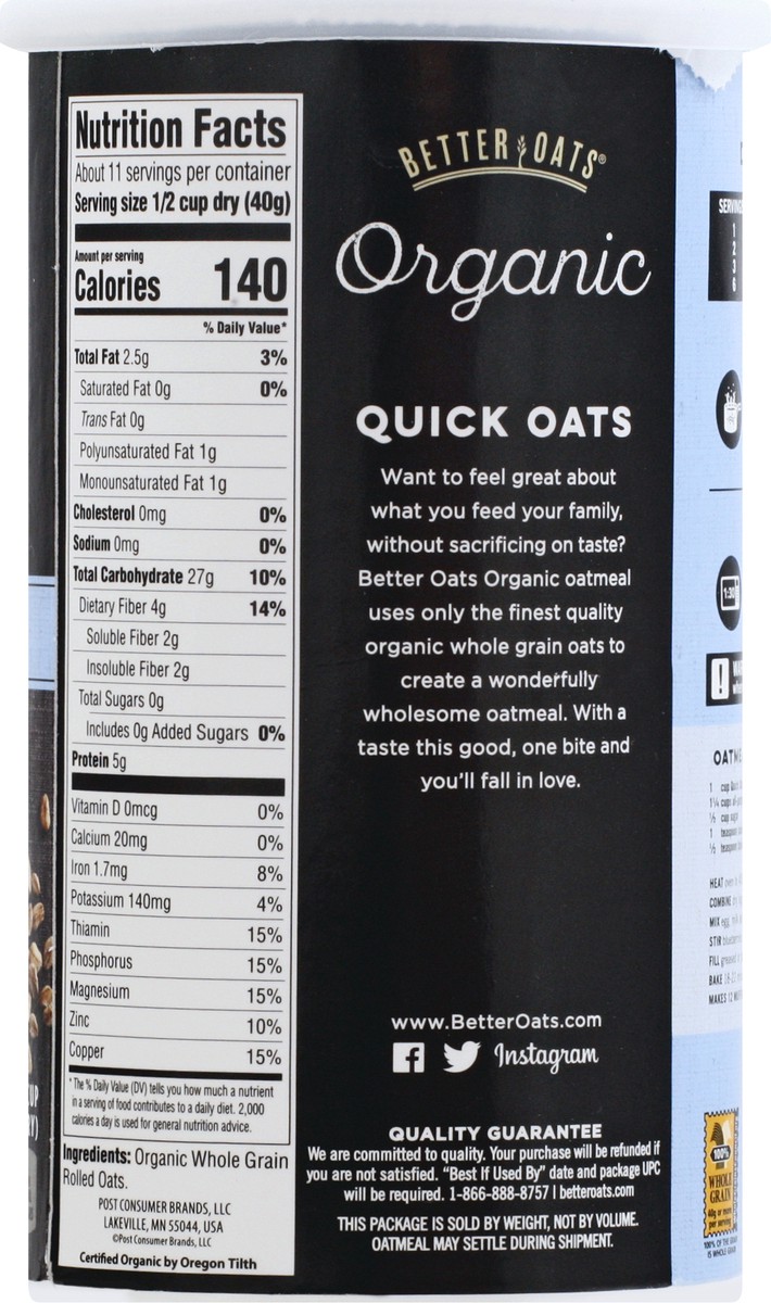 slide 8 of 9, Better Oats Organic Quick Oats, 16 oz