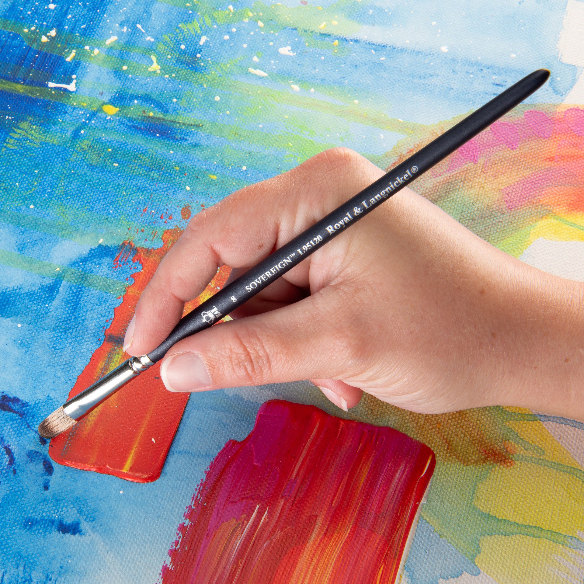 slide 2 of 3, Royal & Langnickel Sovereign Synthetic Long Handle Filbert Brush, 1 ct