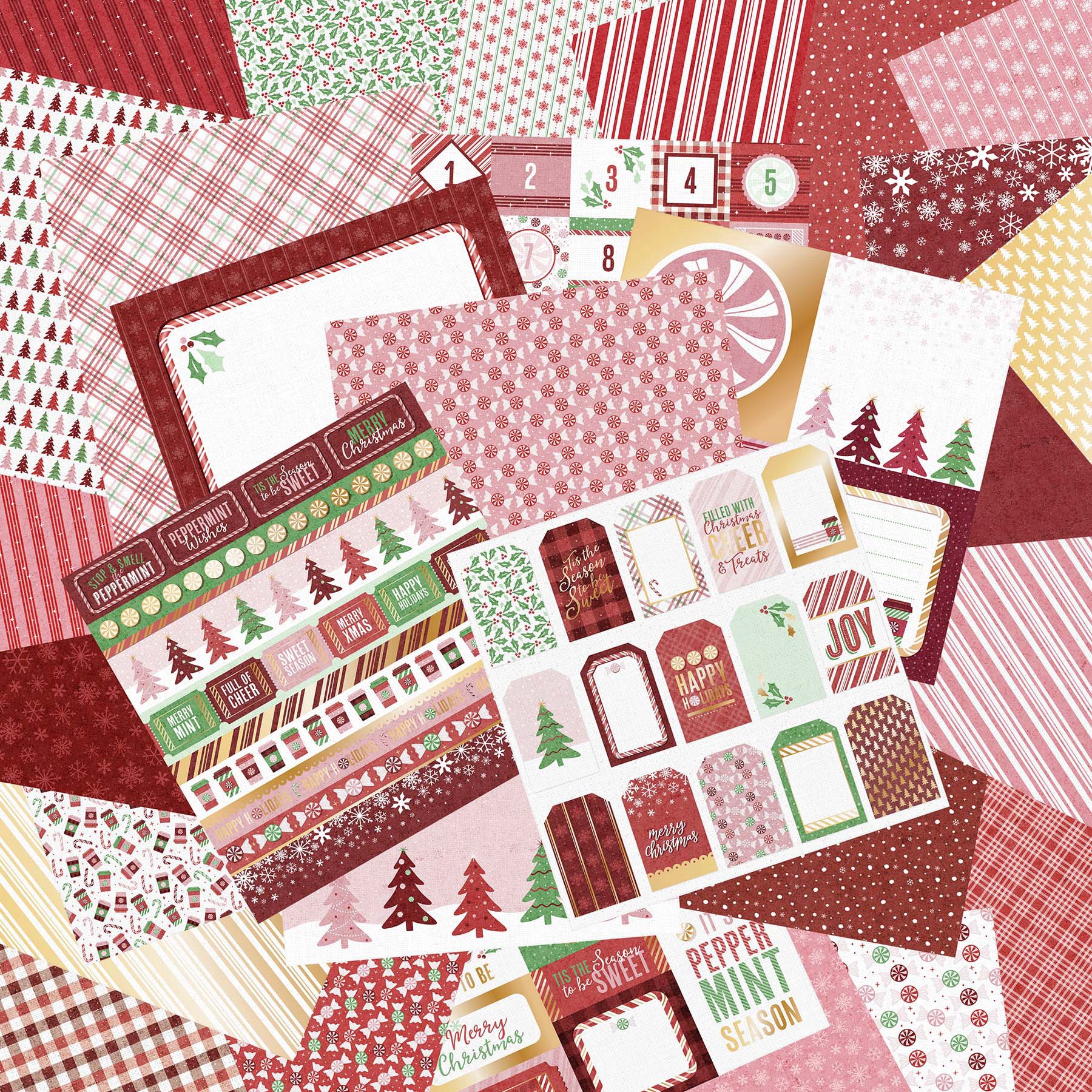 slide 2 of 3, 12" X 12" Peppermint Christmas Paper Pad By Recollections, 12 in x 12 in