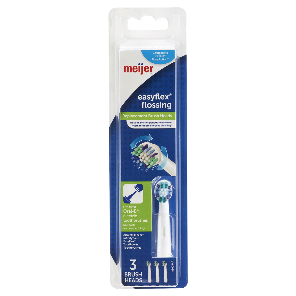 slide 1 of 2, Meijer Easy Flex Flossing Replacement Brush Heads, 3 ct