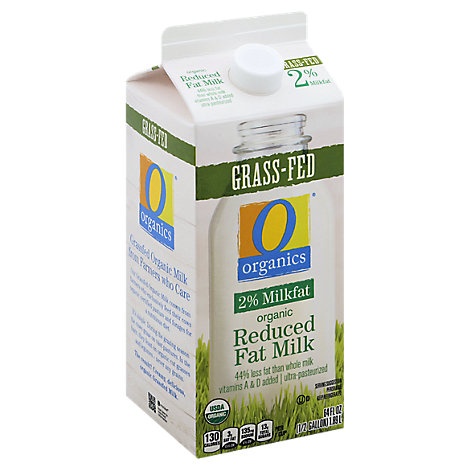 slide 1 of 1, O Organics Organic Milk Grass Fed 2% Reduced Fat - Half Gallon, 1 ct