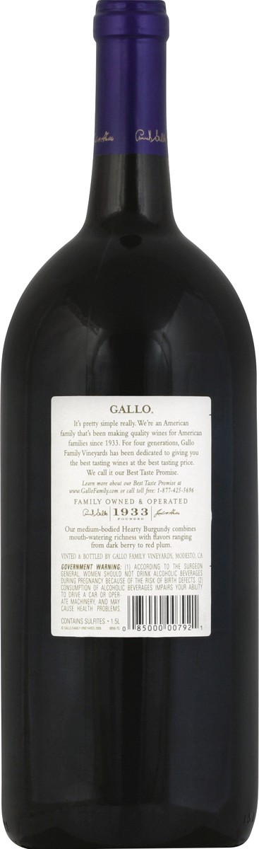 slide 3 of 3, Gallo Family Hearty Burgundy 1.5 lt, 1.50 liter