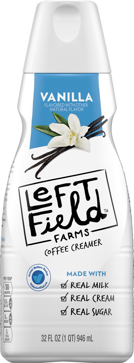 slide 9 of 10, Left Field Farms Coffee Creamer, Vanilla, 32 Ounce, 32 oz