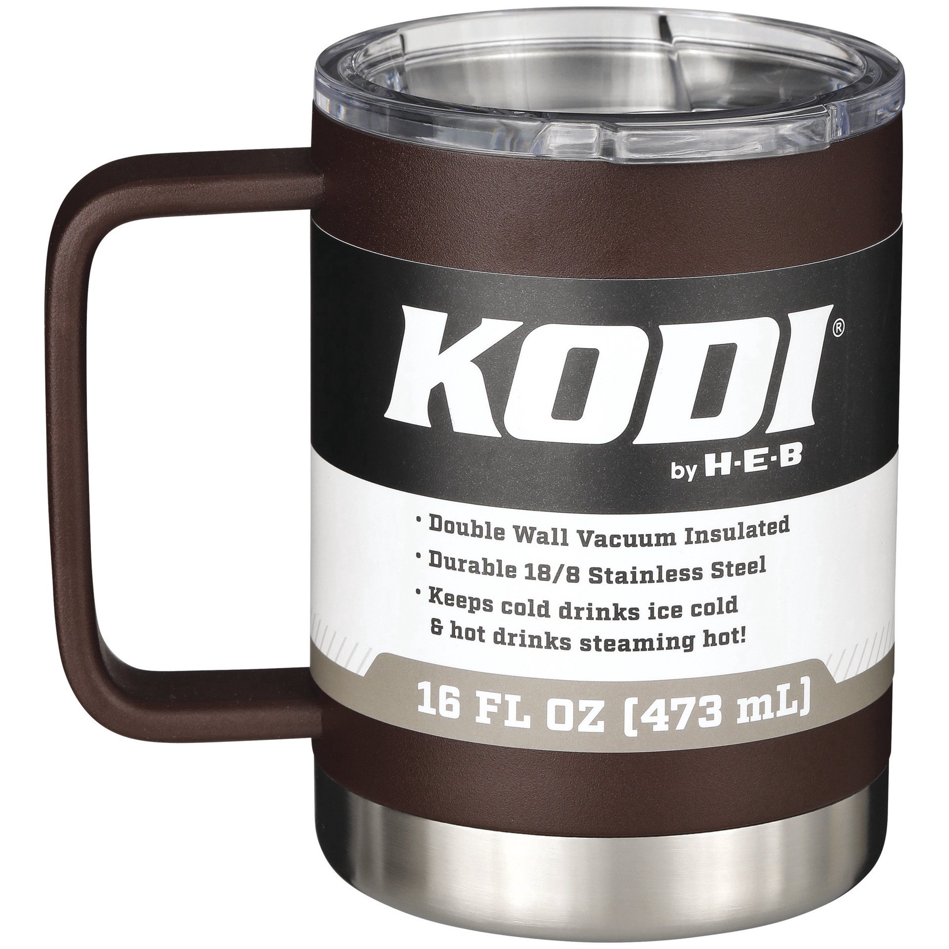 slide 1 of 1, KODI by H-E-B Stainless Steel Mug - Cherrywood, 16 oz