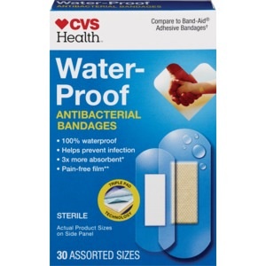 slide 1 of 1, CVS Health Waterproof Clear Bandages Assorted Sizes, 30 ct