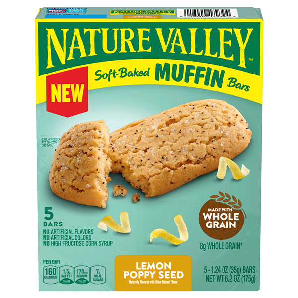 slide 1 of 9, Nature Valley Soft-Baked Muffin Bars Lemon Poppy Seed, 6.2 oz, 5ct, 5 ct