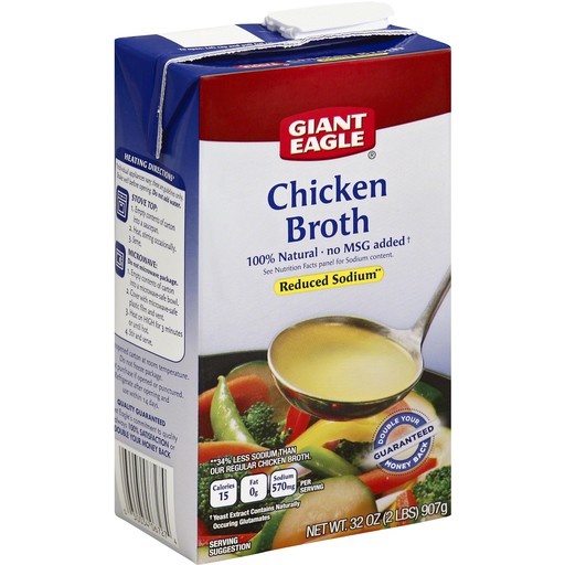 slide 1 of 1, Giant Eagle Chicken Broth, Low Sodium, Carton, 32 oz