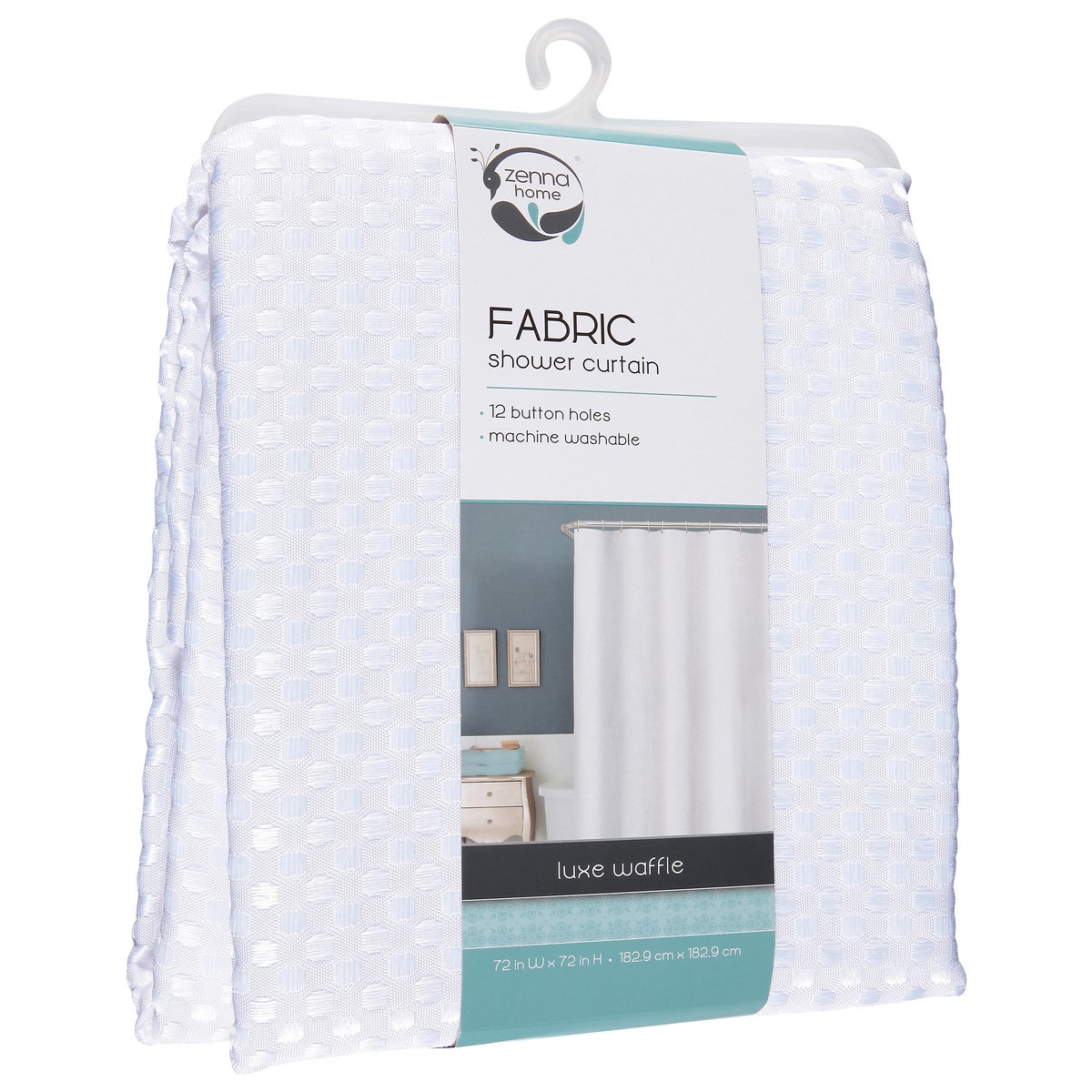 slide 2 of 9, Zenna Home Fabric Luxe Waffle White Shower Curtain 1 ea, 1 ct