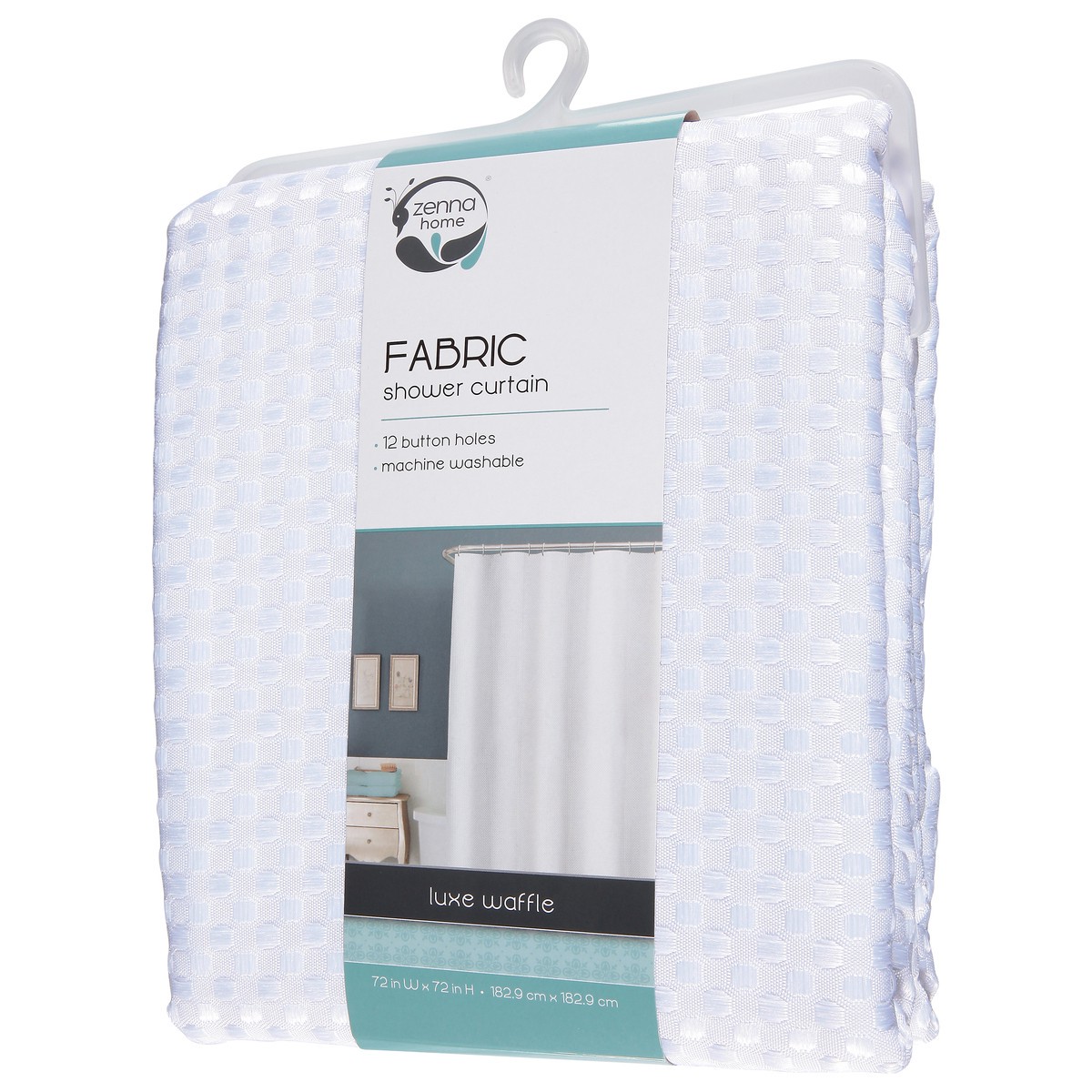 slide 4 of 9, Zenna Home Fabric Luxe Waffle White Shower Curtain 1 ea, 1 ct