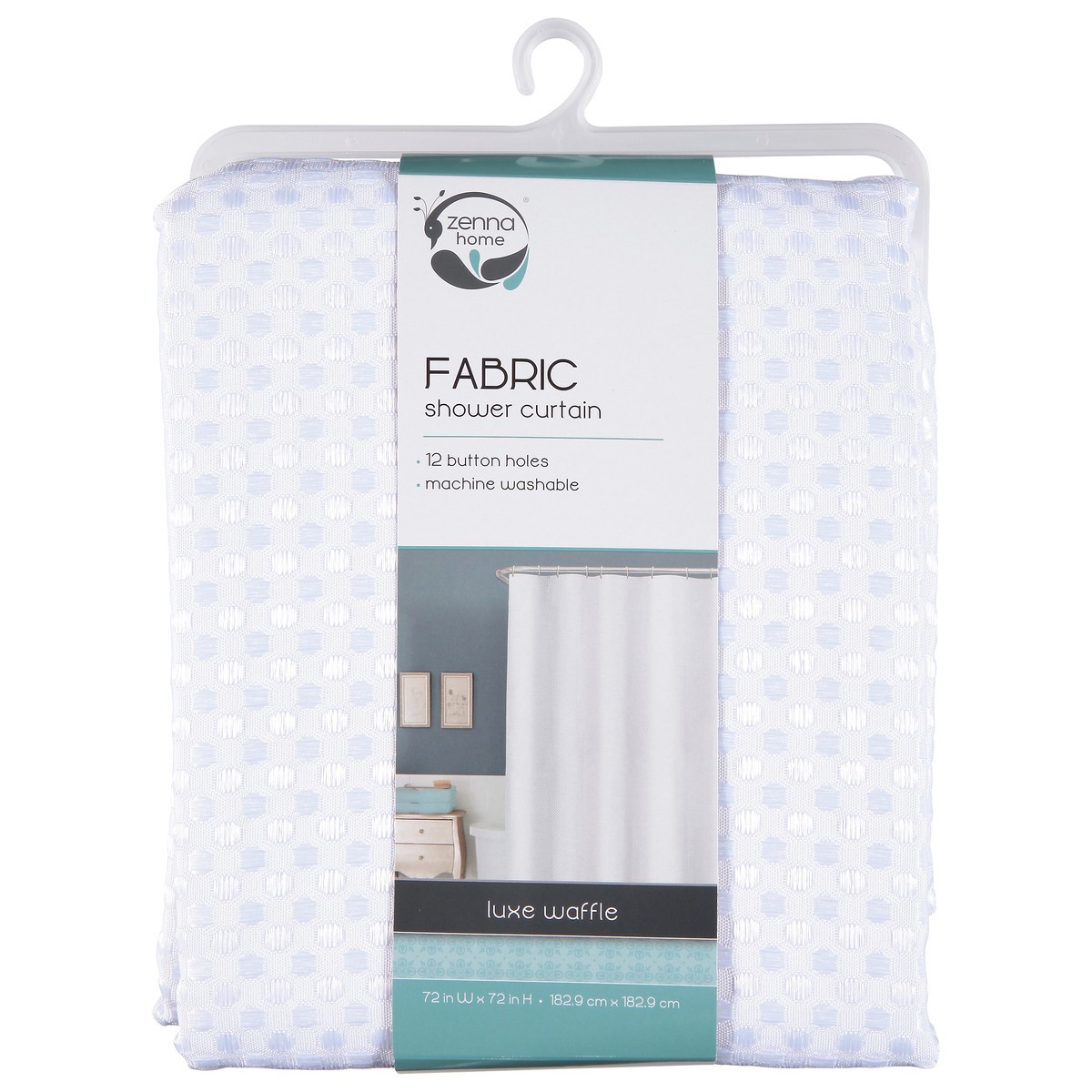 slide 6 of 9, Zenna Home Fabric Luxe Waffle White Shower Curtain 1 ea, 1 ct