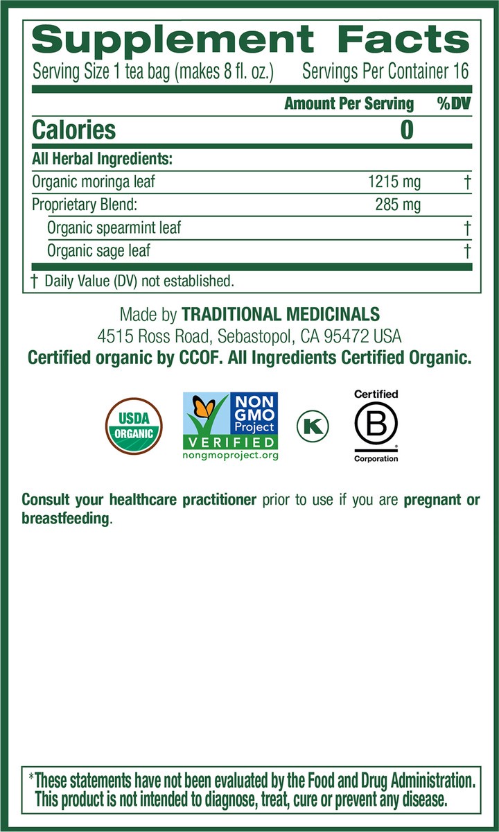 slide 2 of 6, Traditional Medicinals Moringa - 16 ct, 16 ct