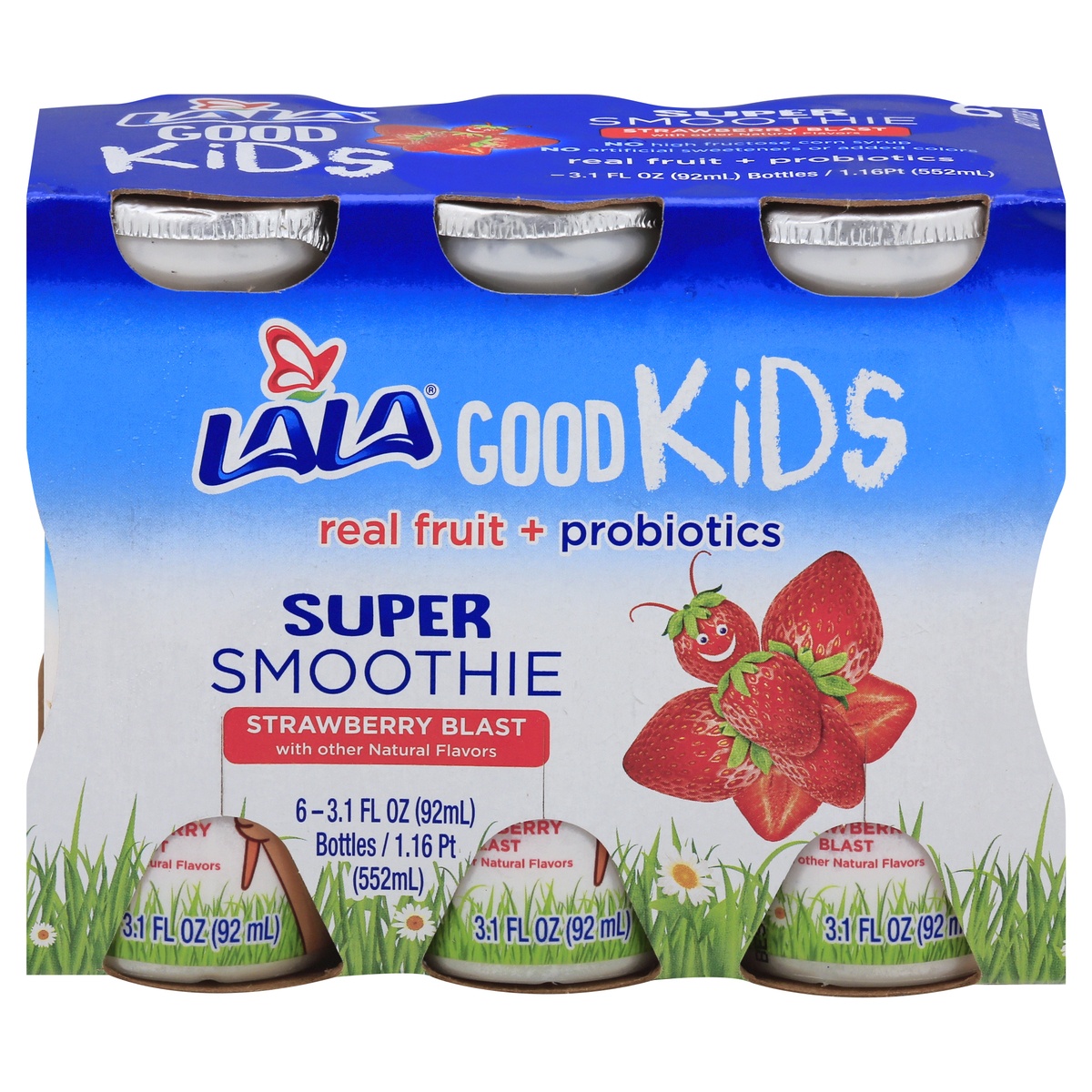 slide 1 of 1, LALA Kids Strawberry Blast Yogurt Smoothie 6Bottles, 6 ct; 3.1 oz