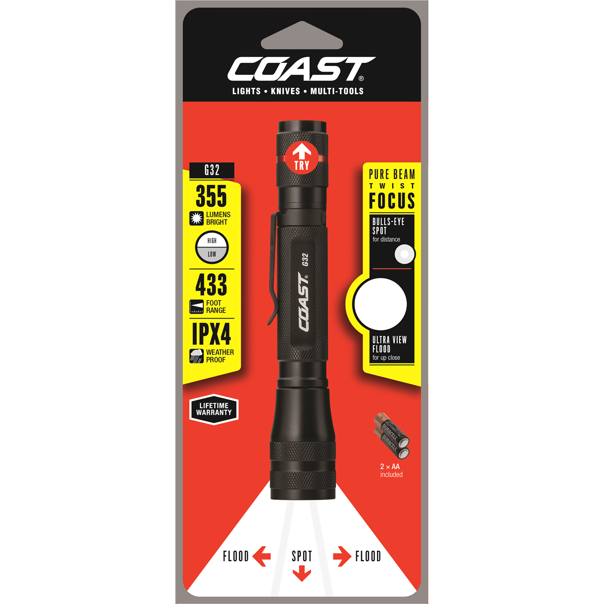 slide 1 of 5, Coast G32 Pure Beam Twist Focus LED Flashlight, 1 ct