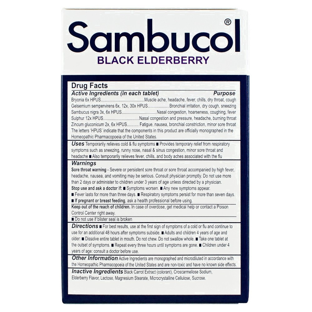 slide 47 of 97, Sambucol Black Elderberry Homeopathic Cold & Flu Relief Tablets - 30ct, 30 ct