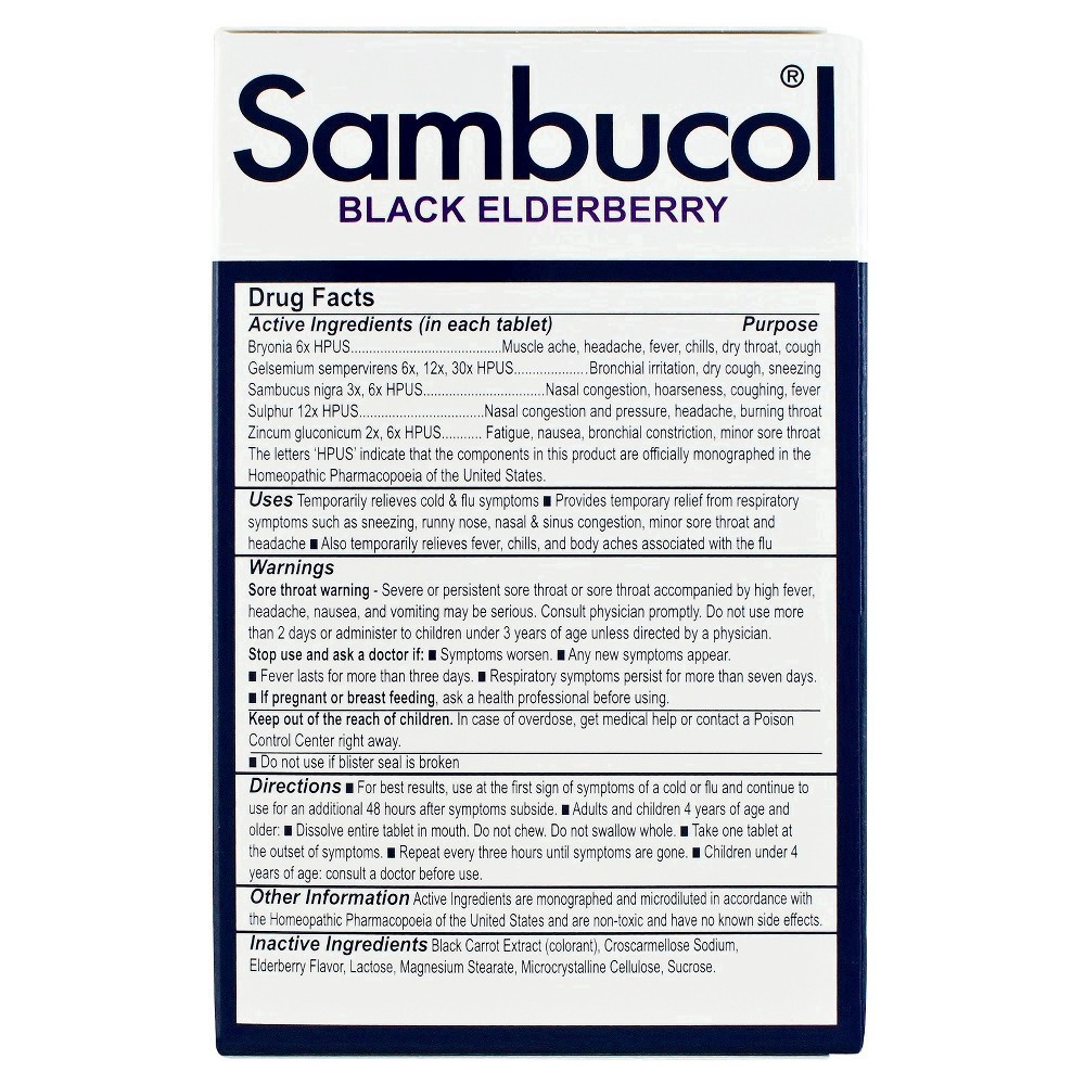 slide 73 of 97, Sambucol Black Elderberry Homeopathic Cold & Flu Relief Tablets - 30ct, 30 ct