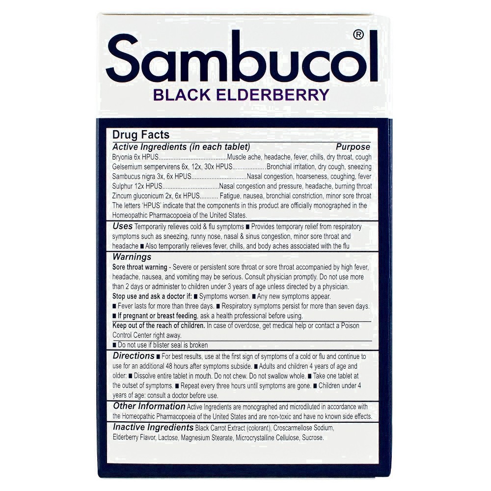 slide 69 of 97, Sambucol Black Elderberry Homeopathic Cold & Flu Relief Tablets - 30ct, 30 ct