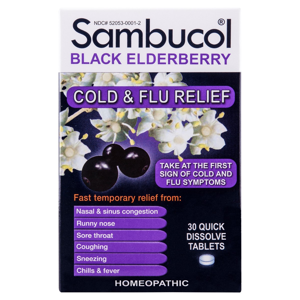 slide 1 of 97, Sambucol Black Elderberry Homeopathic Cold & Flu Relief Tablets - 30ct, 30 ct