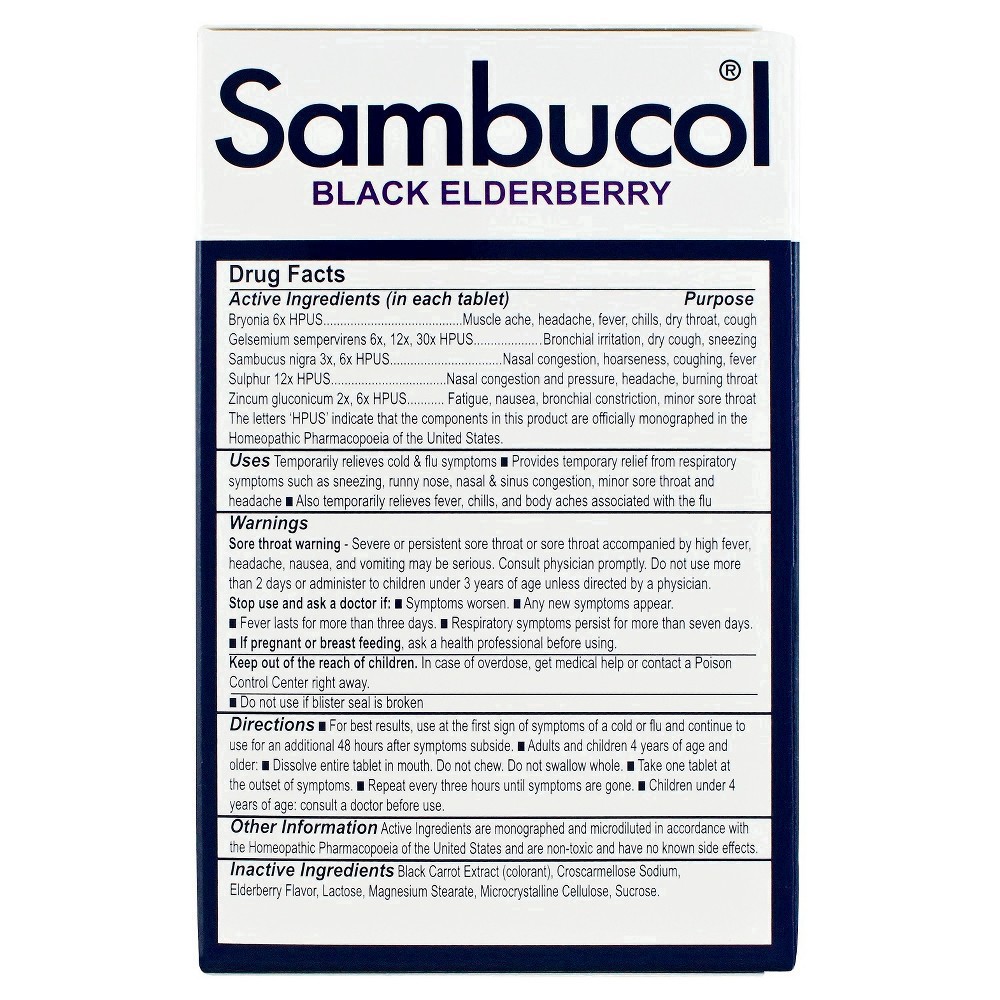 slide 51 of 97, Sambucol Black Elderberry Homeopathic Cold & Flu Relief Tablets - 30ct, 30 ct