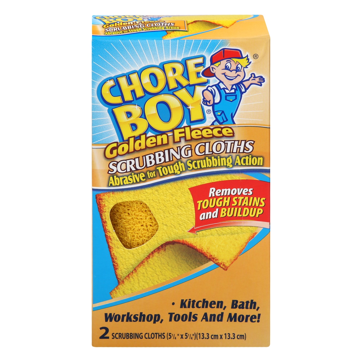 slide 1 of 1, Spic and Span Chore Boy Golden Fleece Scrubbing Cloths, 2 ct