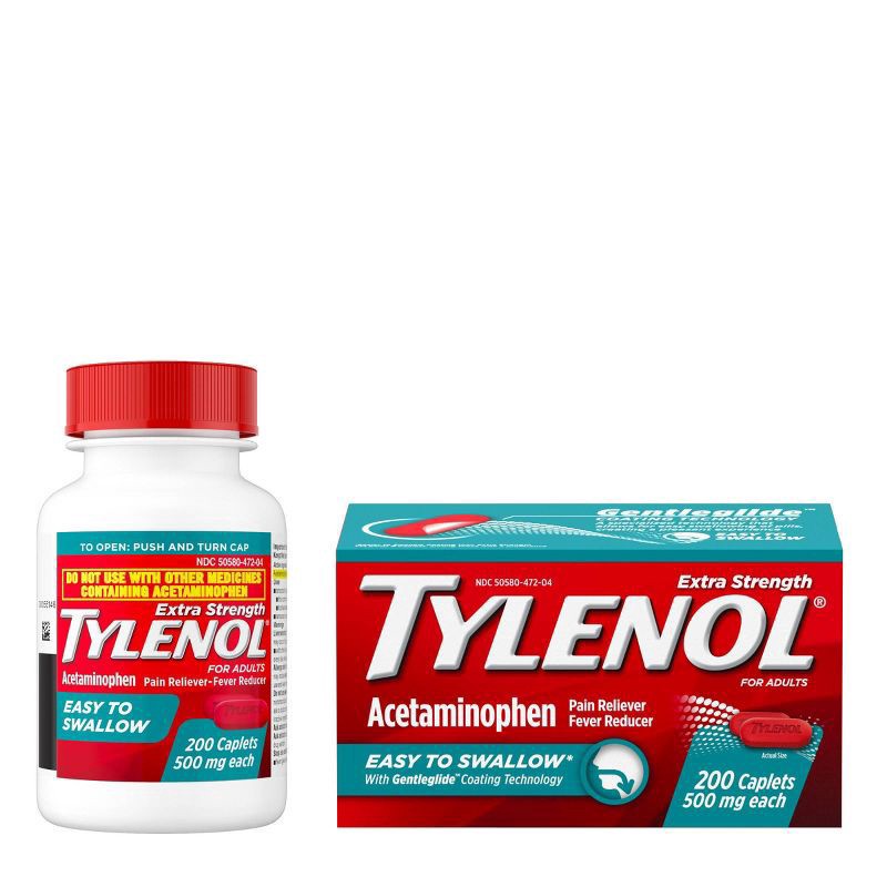 slide 2 of 8, Tylenol Extra Strength Easy to Swallow Caplets With Gentleglide Coating Technology, 500 mg, 200 Count, 225 ct