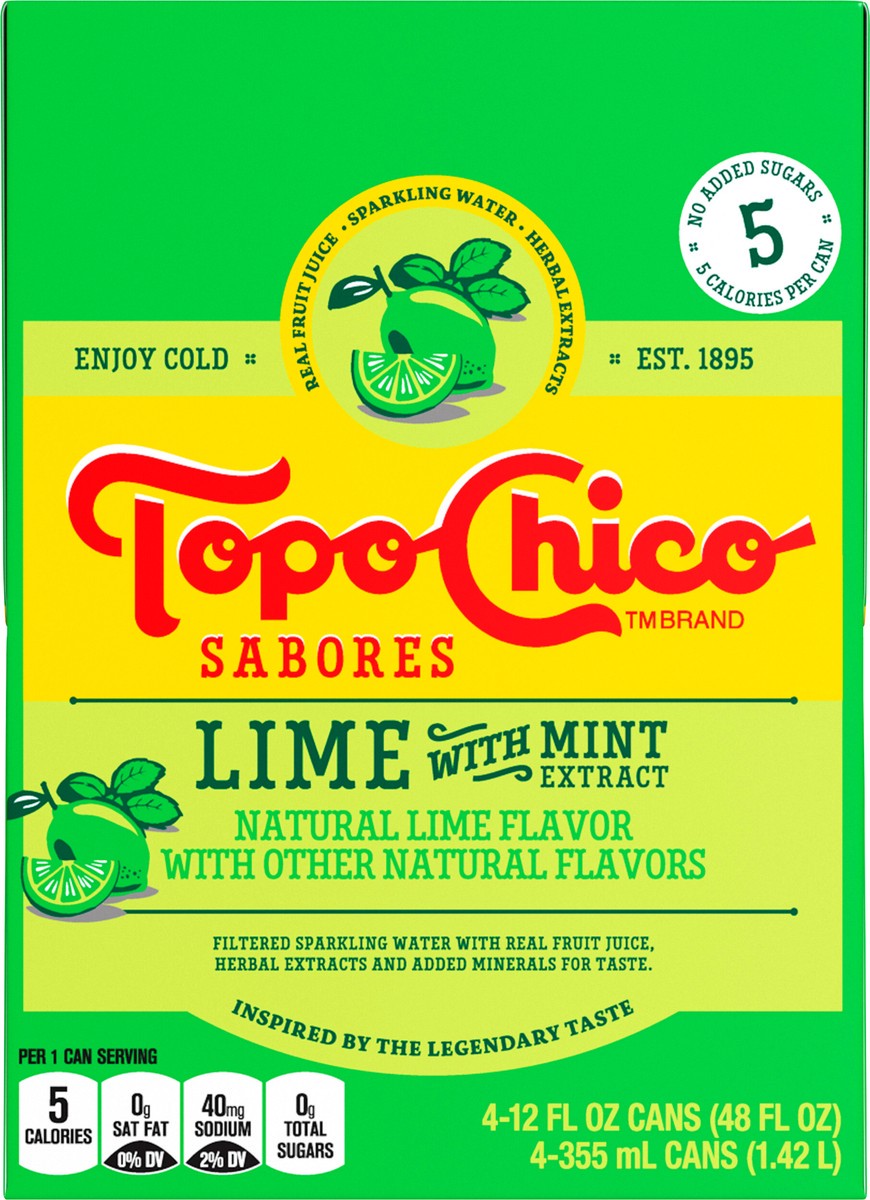 slide 10 of 12, Topo Chico Sabores Lime With Mint Extract Cans, 12 fl oz, 4 Pack, 4 ct