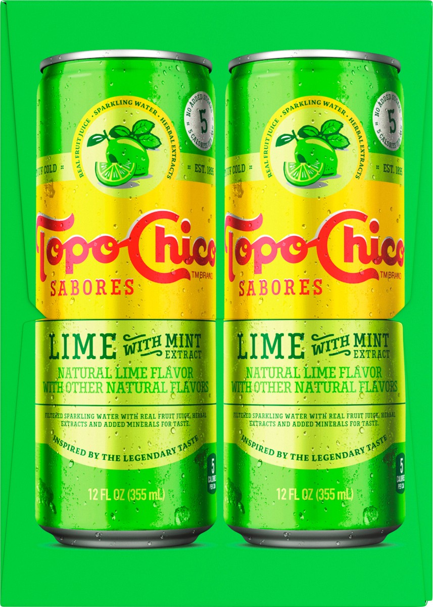 slide 4 of 12, Topo Chico Sabores Lime With Mint Extract Cans, 12 fl oz, 4 Pack, 4 ct