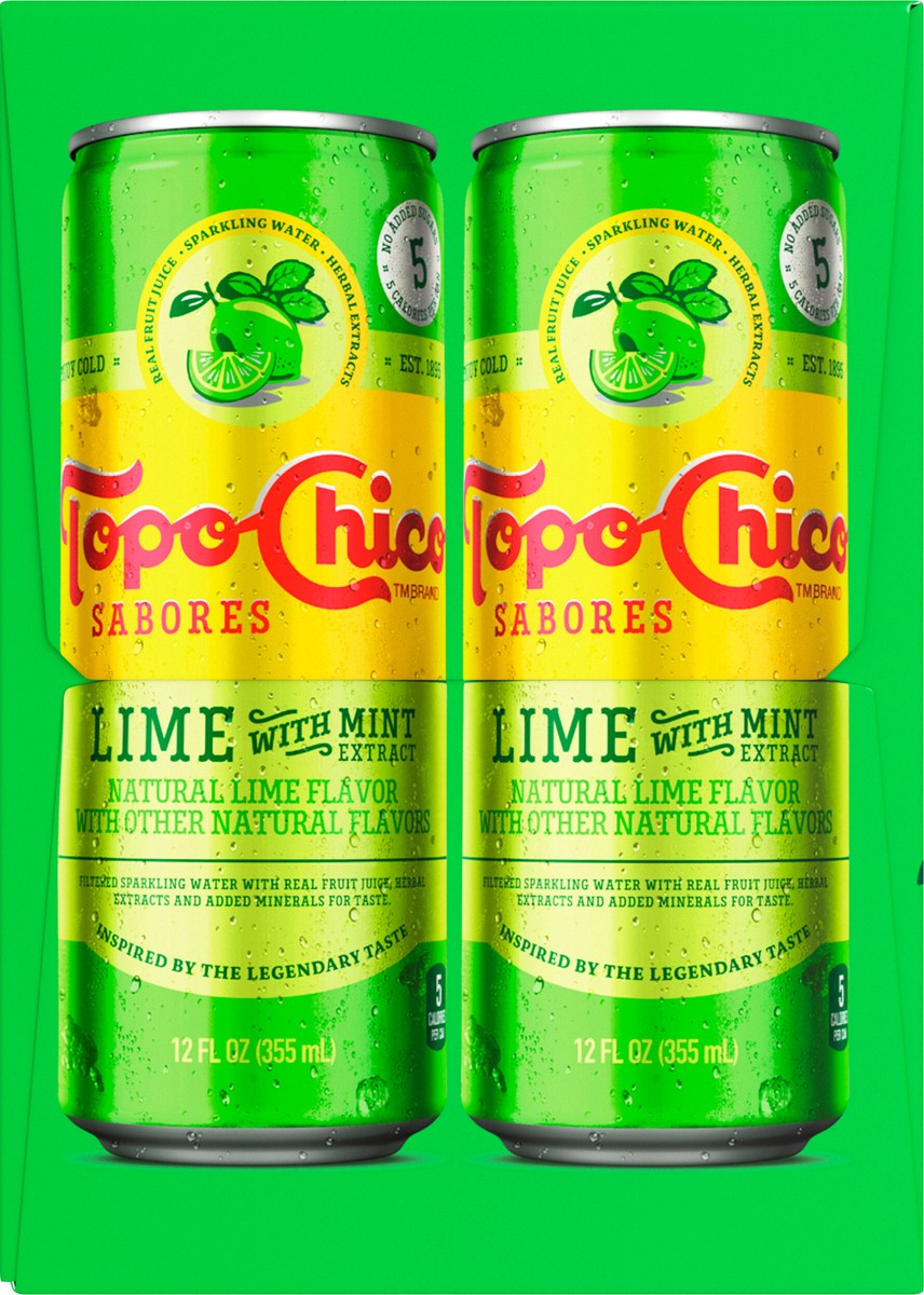 slide 7 of 12, Topo Chico Sabores Lime With Mint Extract Cans, 12 fl oz, 4 Pack, 4 ct