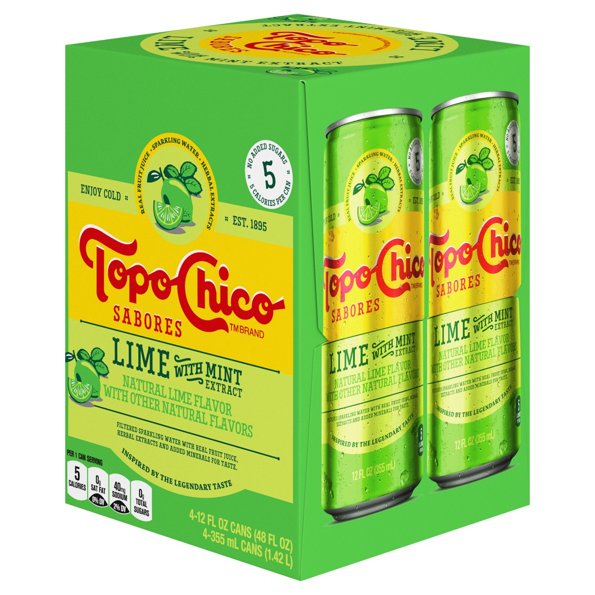 slide 11 of 12, Topo Chico Sabores Lime With Mint Extract Cans, 12 fl oz, 4 Pack, 4 ct