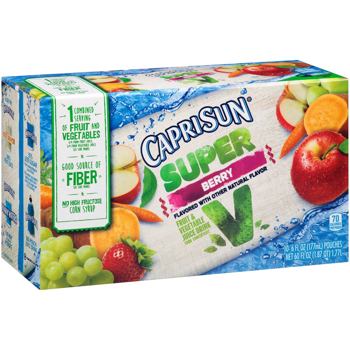 slide 6 of 8, Capri Sun Super V Berry Fruit & Vegetable Juice Drink - 10 ct; 6 fl oz, 10 ct; 6 fl oz