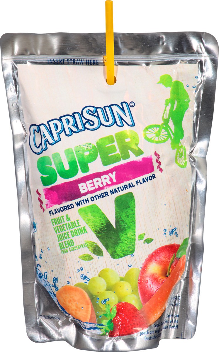 slide 7 of 8, Capri Sun Super V Berry Fruit & Vegetable Juice Drink - 10 ct; 6 fl oz, 10 ct; 6 fl oz