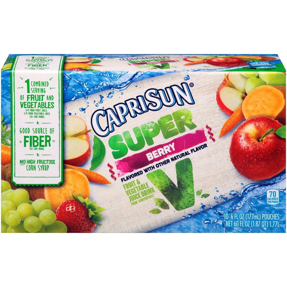 slide 1 of 8, Capri Sun Super V Berry Fruit & Vegetable Juice Drink - 10 ct; 6 fl oz, 10 ct; 6 fl oz