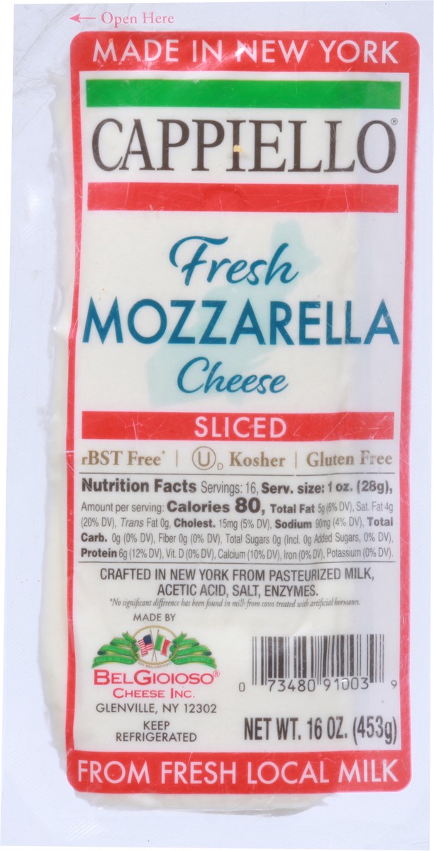slide 6 of 9, Cappiello Fresh Mozzarella Sliced Cheese 16 oz, 16 oz