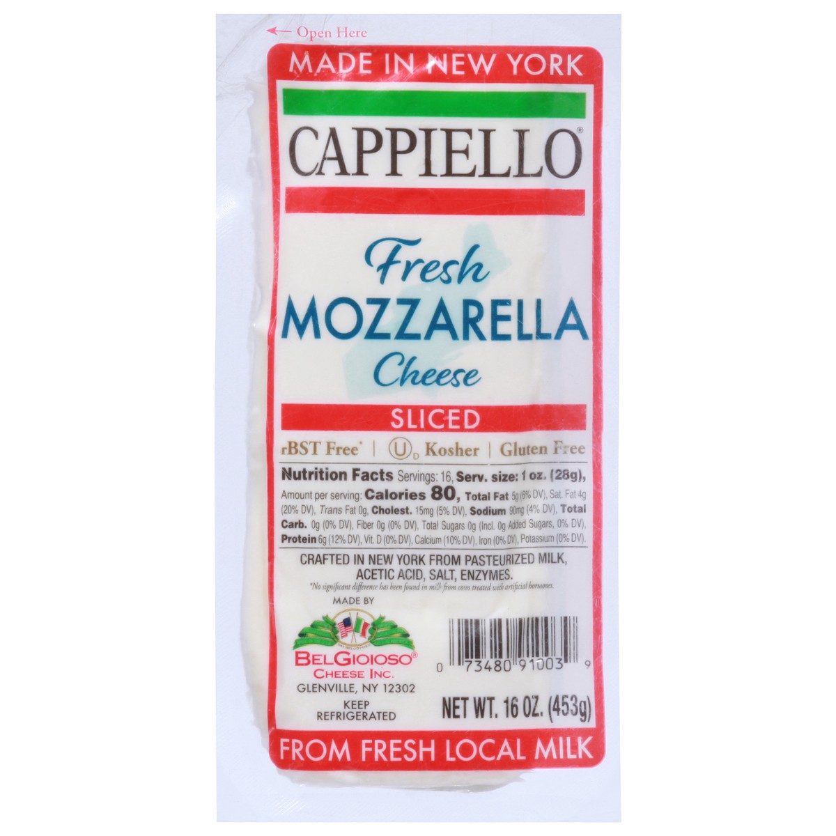 slide 1 of 9, Cappiello Fresh Mozzarella Sliced Cheese 16 oz, 16 oz