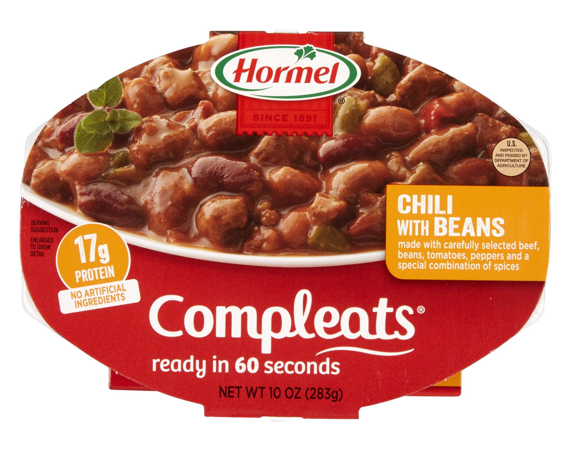 slide 1 of 7, Hormel COMPLEATS Chili With Beans, 10 oz