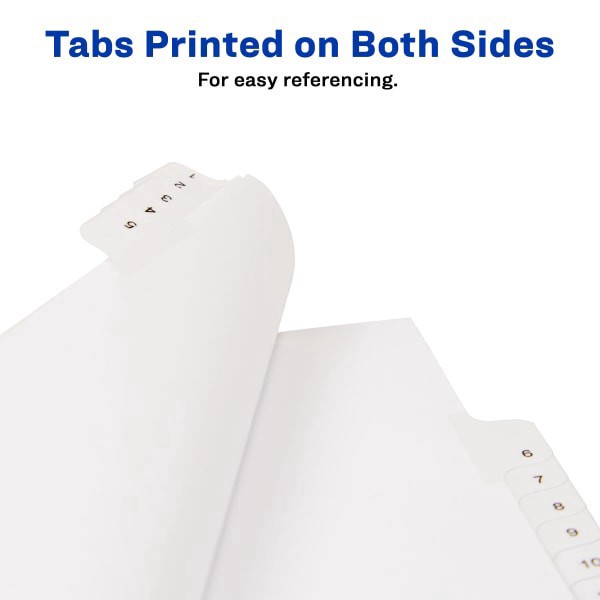 slide 5 of 6, Avery® Allstate®-Style Collated Legal Exhibit Dividers, 8 1/2"" x 11"", White Dividers/White Tabs, 1-25, Pack Of 25 Tabs, 25 ct