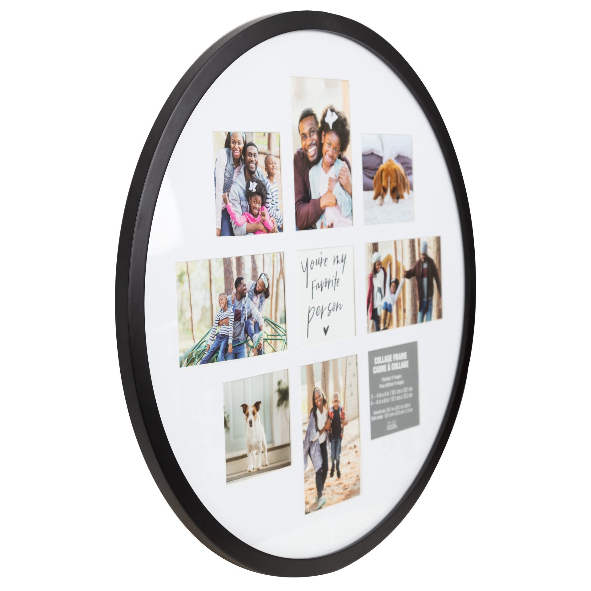 slide 3 of 4, 9 Opening 20.7" X 20.7" Black Round Collage Frame With Mat By Studio Decor, 20.7 in x 20.7 in
