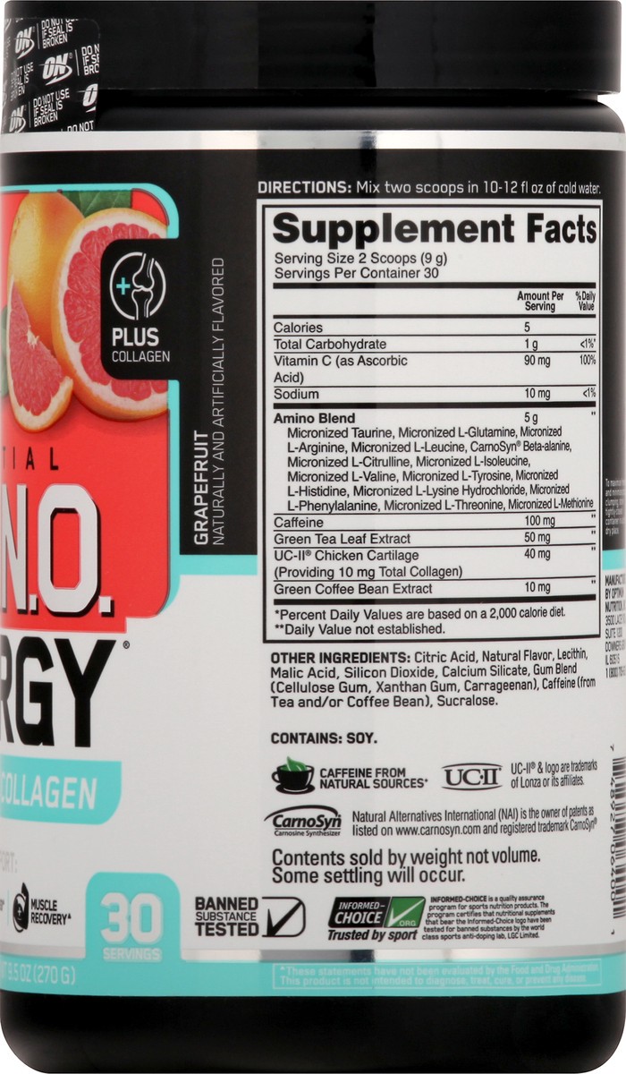 slide 4 of 13, ON Grapefruit Amino Energy 9.5 oz, 9.5 oz