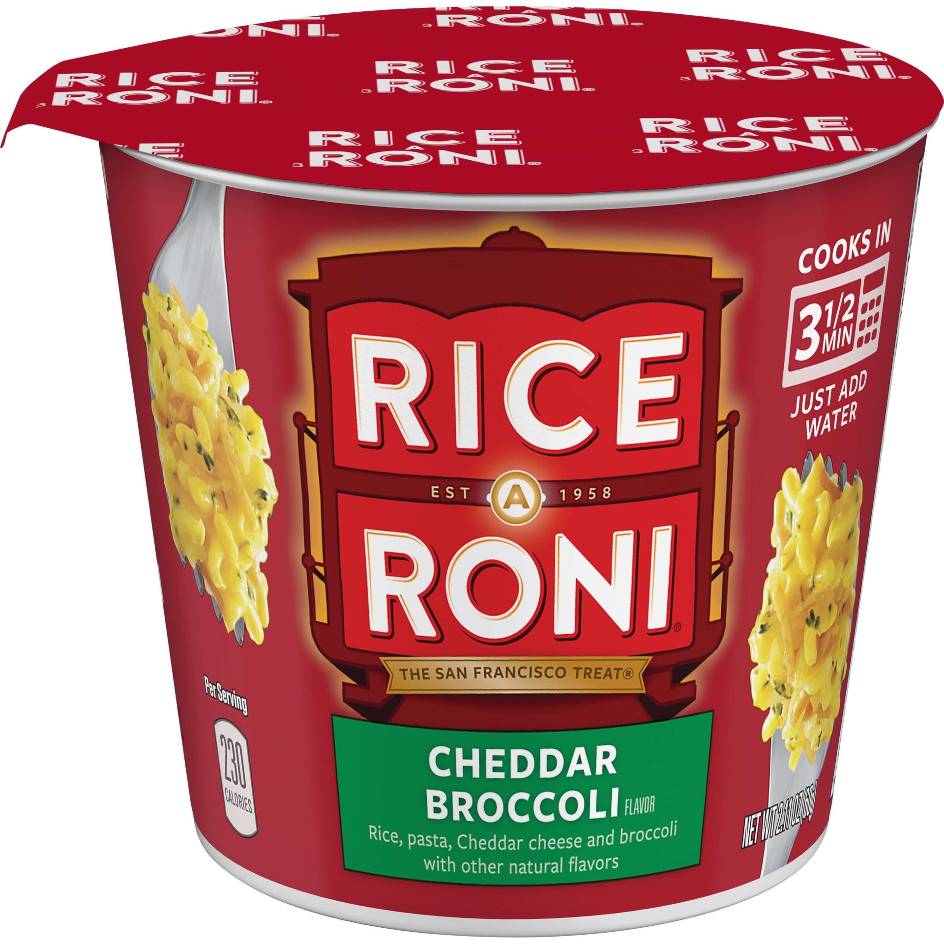 slide 1 of 4, Rice-A-Roni Cheddar Broccoli Rice Cup, 2.11 oz