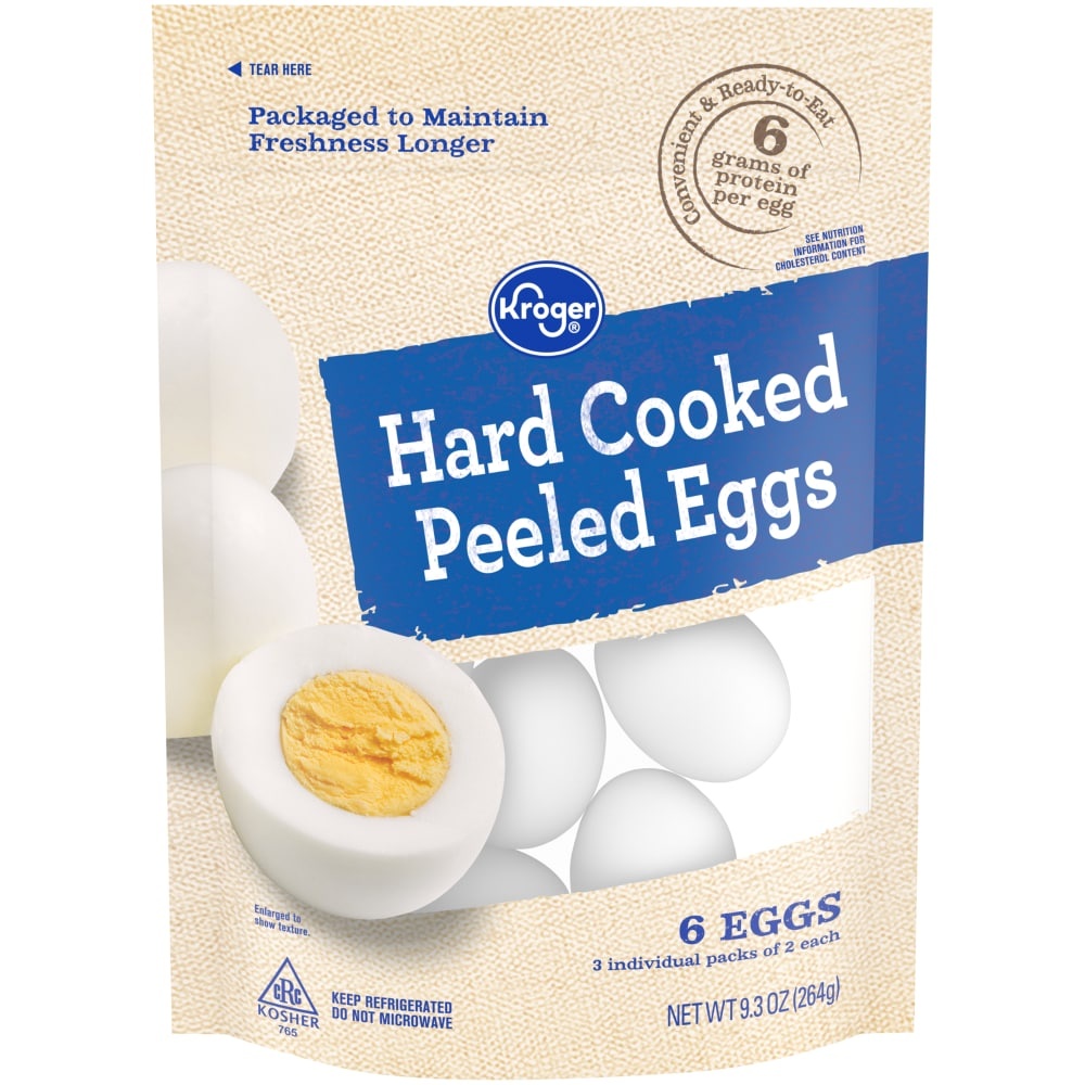 slide 1 of 1, Kroger Hard Cooked Peeled Eggs 6 Count, 6 ct
