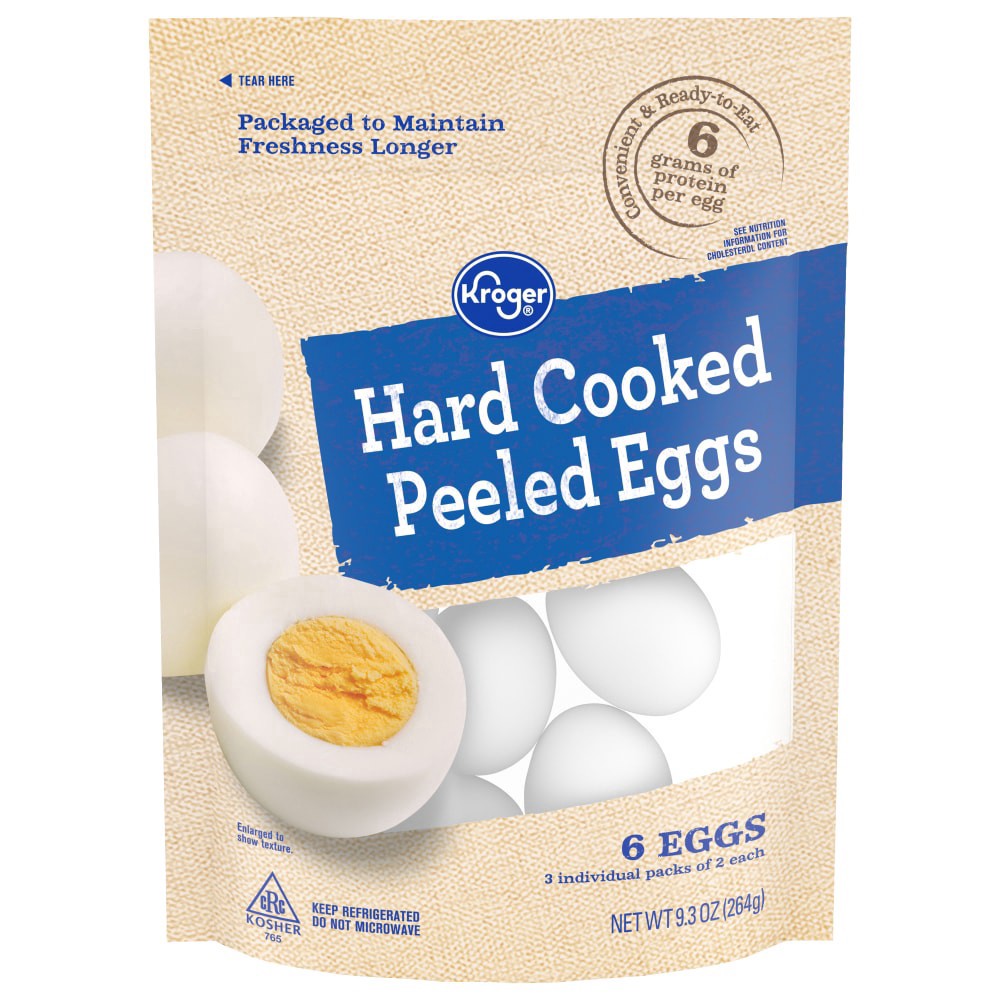 slide 1 of 3, Kroger Hard Cooked Peeled Eggs 6 Count, 6 ct
