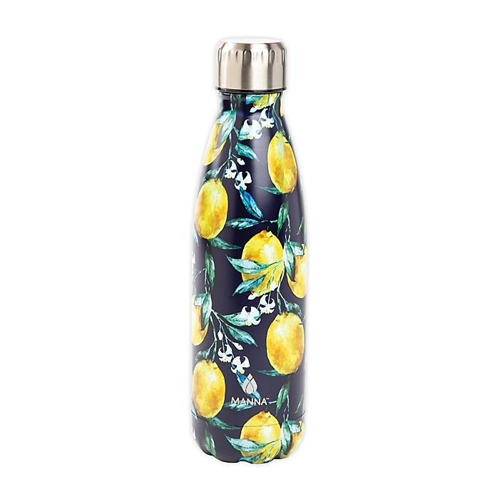 slide 1 of 1, Manna Vogue Double Wall Stainless Steel Bottle - Lemons, 17 oz