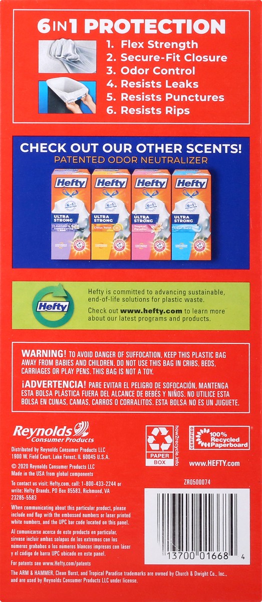 slide 3 of 9, Hefty Ultra Strong 13 Gallon Drawstring Scent Free Tall Kitchen Bags 40 ea, 40 ct