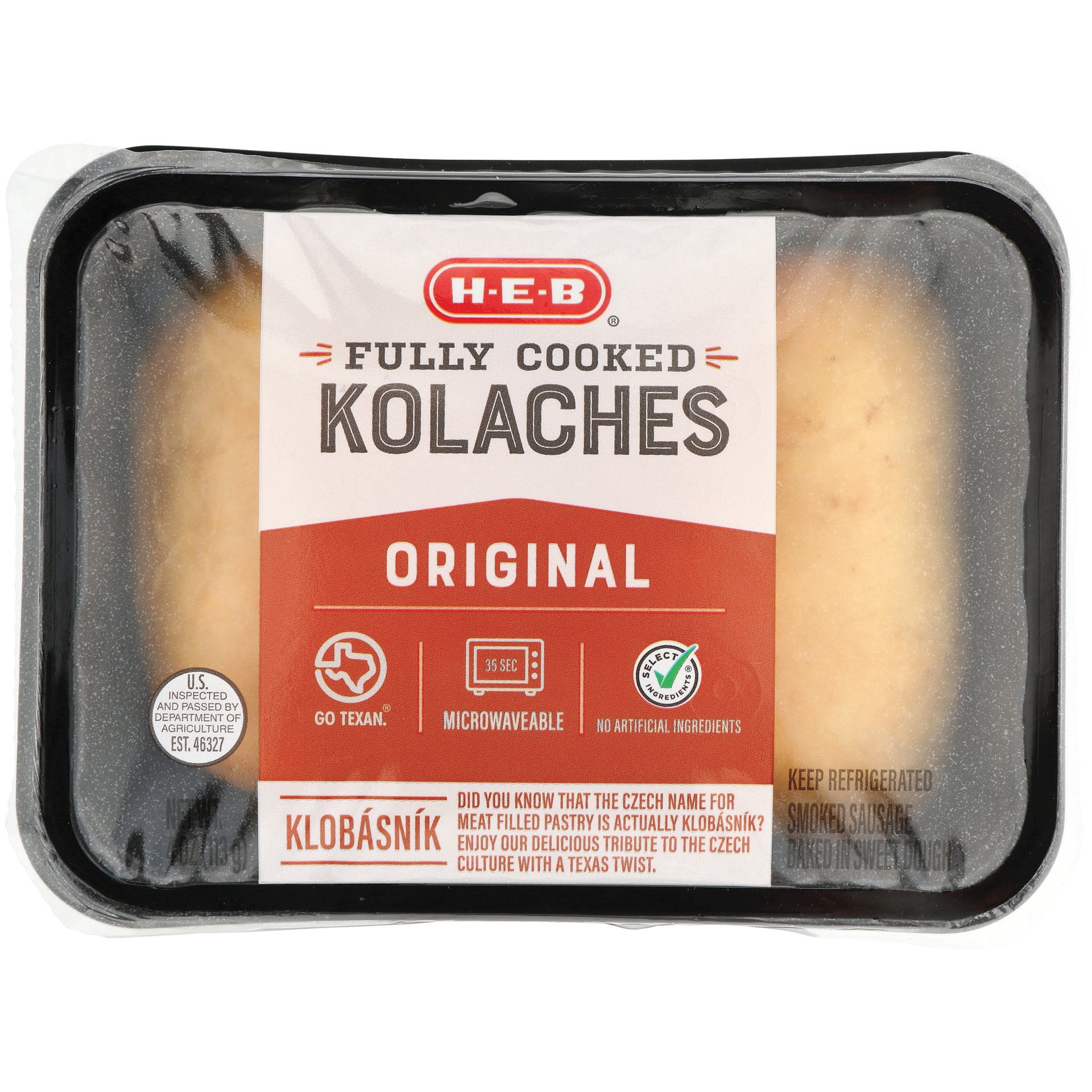 slide 1 of 1, H-E-B Fully Cooked Sausage Kolaches, 2 ct