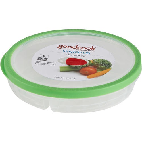 slide 1 of 1, Good Cook Flextrim Round Food Storage Container - Green/Clear, 1 ct