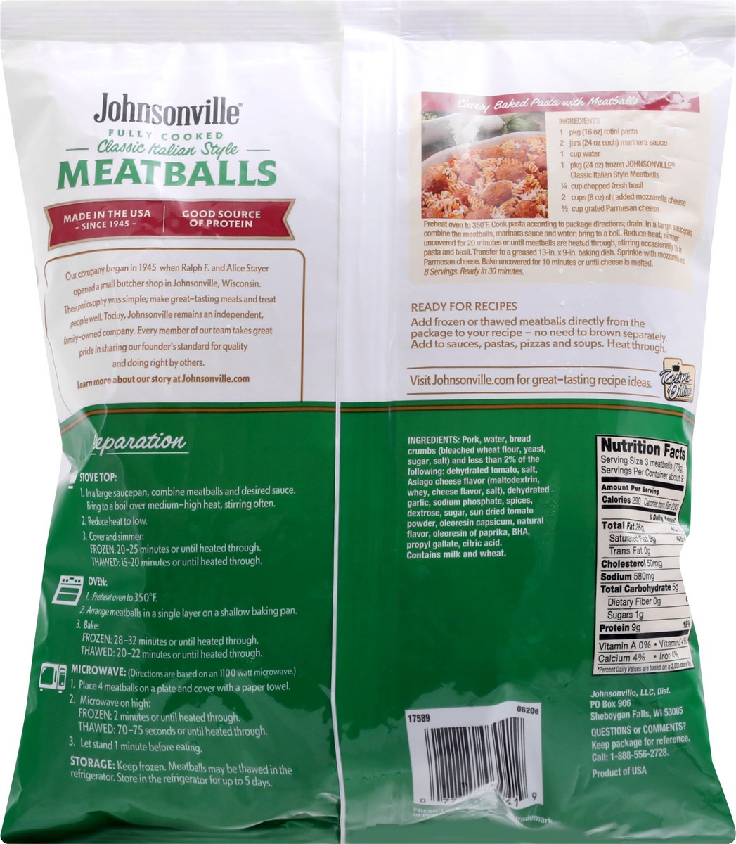 slide 7 of 12, Johnsonville Classic Italian Style Meatballs 28 ea, 28 ct