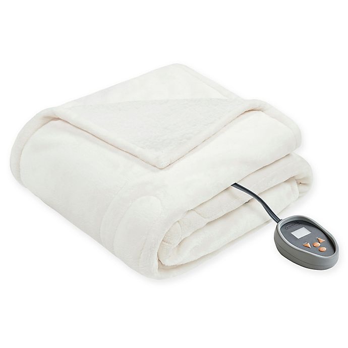 slide 1 of 4, Beautyrest Heated Microlight-to-Berber Full Blanket - Ivory, 1 ct