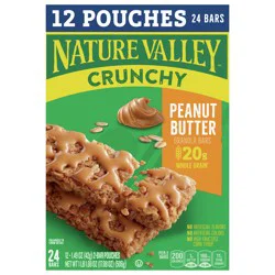 Nature Valley Crunchy Granola Bars, Peanut Butter, 24 Bars, 17.88 OZ (12 Pouches)