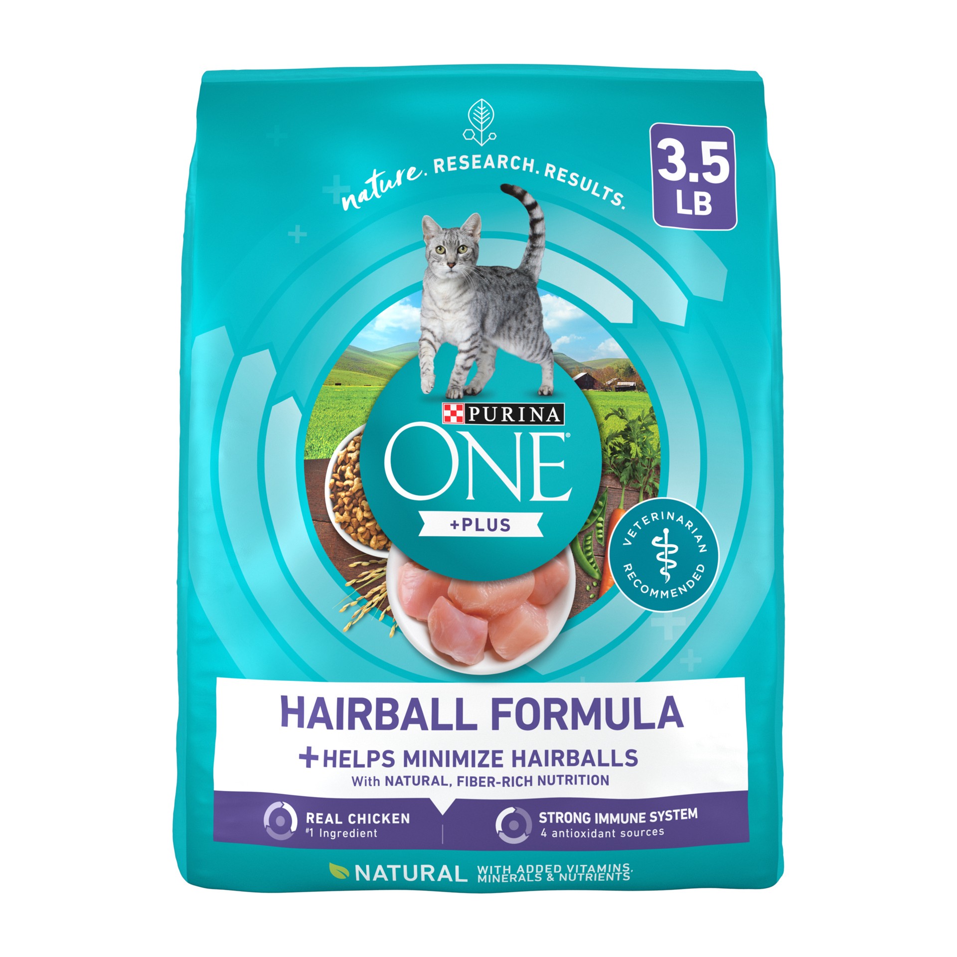 slide 1 of 7, ONE Purina ONE Natural Cat Food for Hairball Control, +PLUS Hairball Formula, 3.5 lb