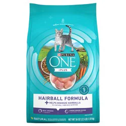 Purina ONE Natural Cat Food for Hairball Control, +PLUS Hairball Formula